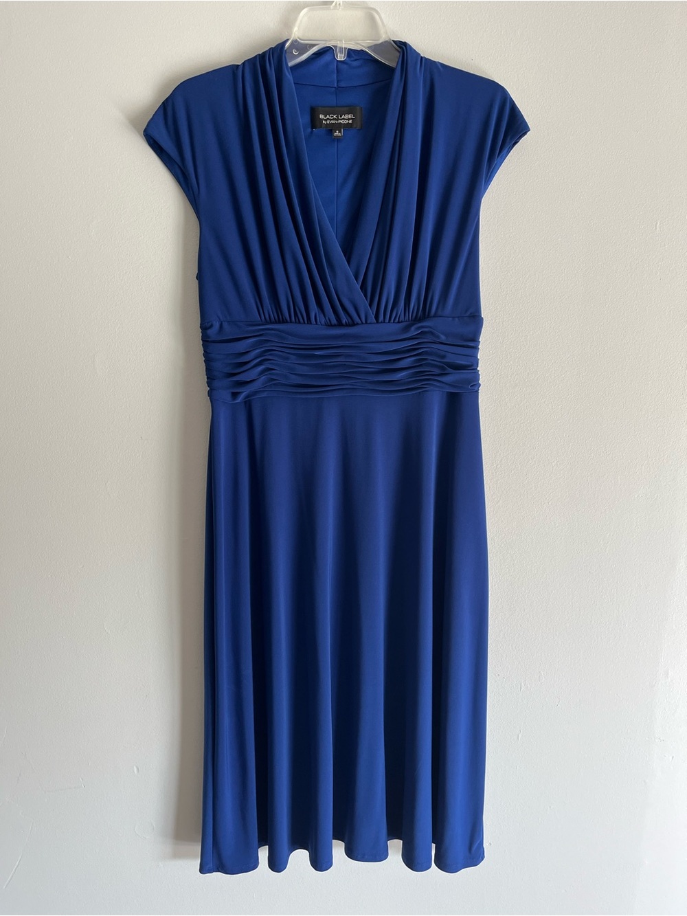 Evan Picone Deep Blue Surplice Waist-Detail Midi Dress